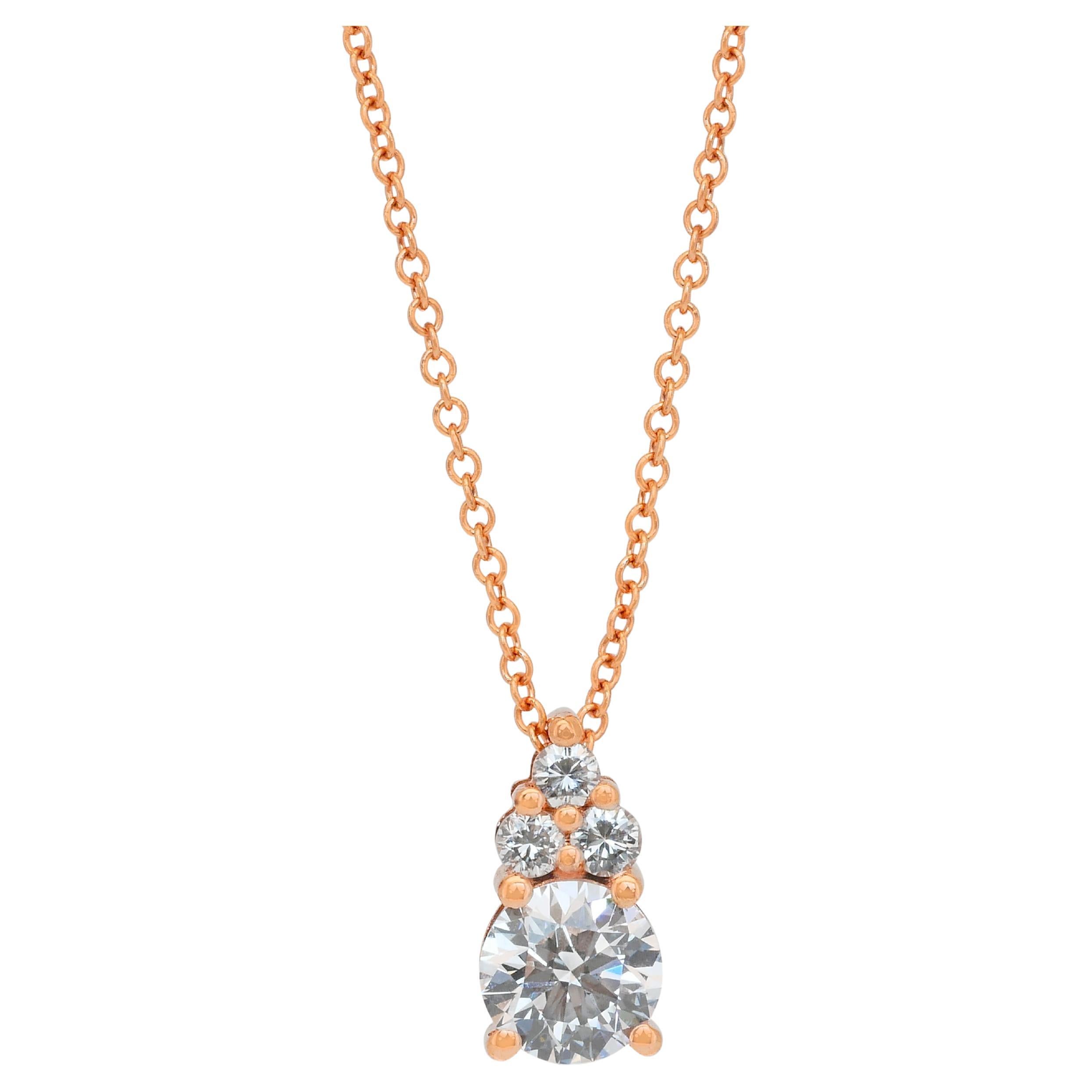 IGI Certified 0.68ct Diamonds Necklace with Pendant in 18k Rose Gold
