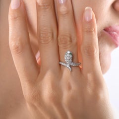 IGI Certified 0.69 Carat Natural Emerald and Diamond Snake Ring in 14K Gold
