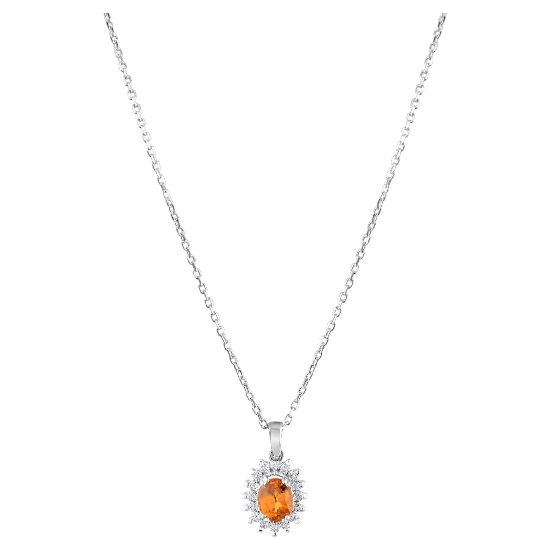 IGI Certified 0.69 Carat Natural Sapphire and Diamond Pendant in 14K Gold For Sale