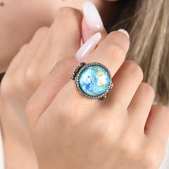 Bague certifiée IGI de 0,70 carat de diamants naturels et d'émeraudes à motif de poisson