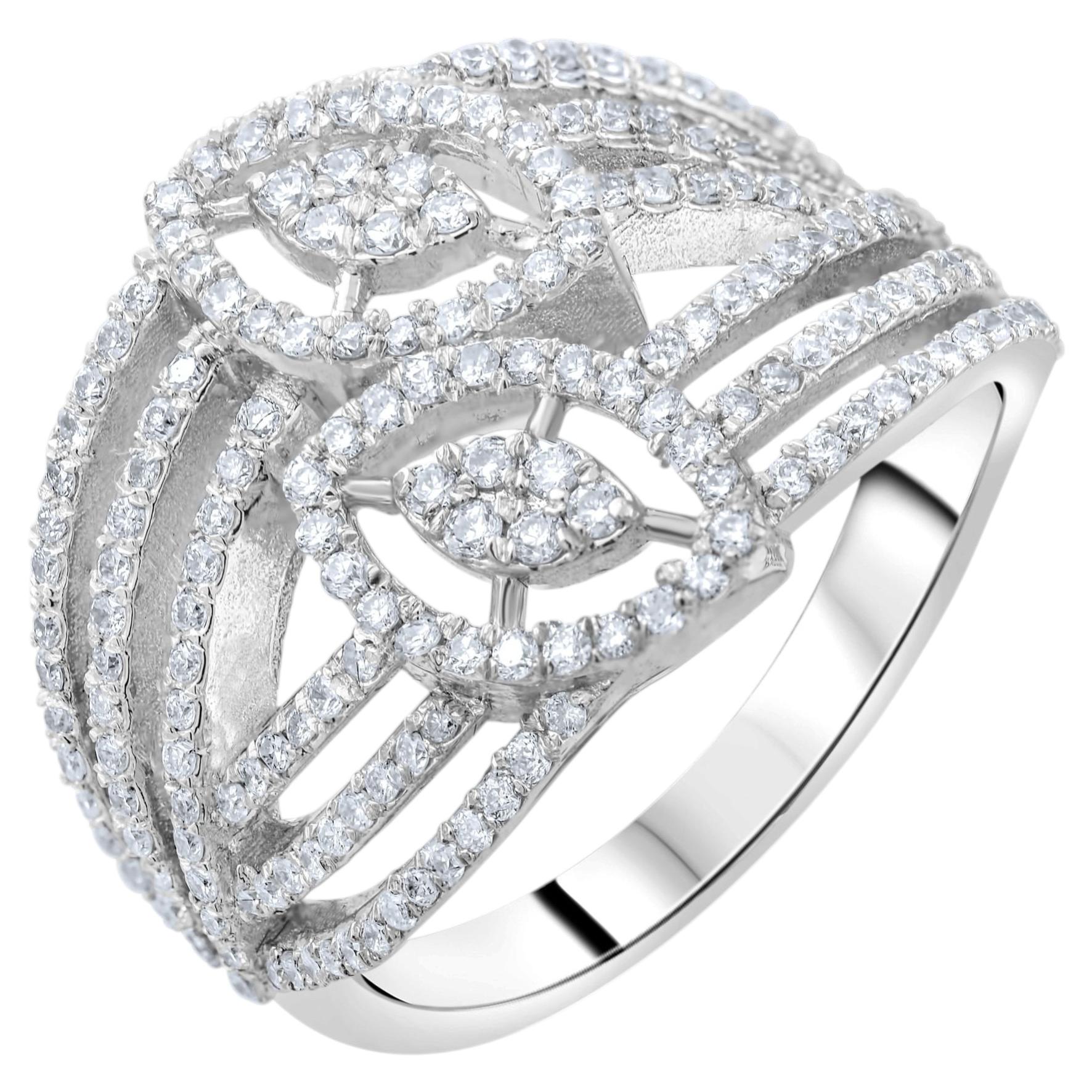 IGI Certified 0.72ct Diamond Ring in 18K Gold, Art Deco Style