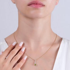 IGI Certified 0.74 Carat Natural Peridot and Diamond Pendant in 14K Gold