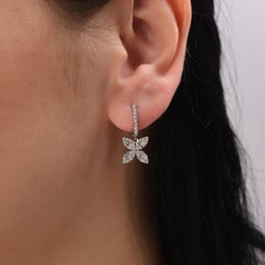 IGI Certified 0.76 Carat Natural Diamond Floral Statement Earrings in 18K Gold