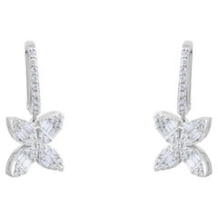 IGI Certified 0.76 Carat Natural Diamond Floral Statement Earrings in 18K Gold