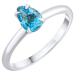 IGI Certified 0.76 Carat Natural Topaz Classic Statement Ring in 14K Gold