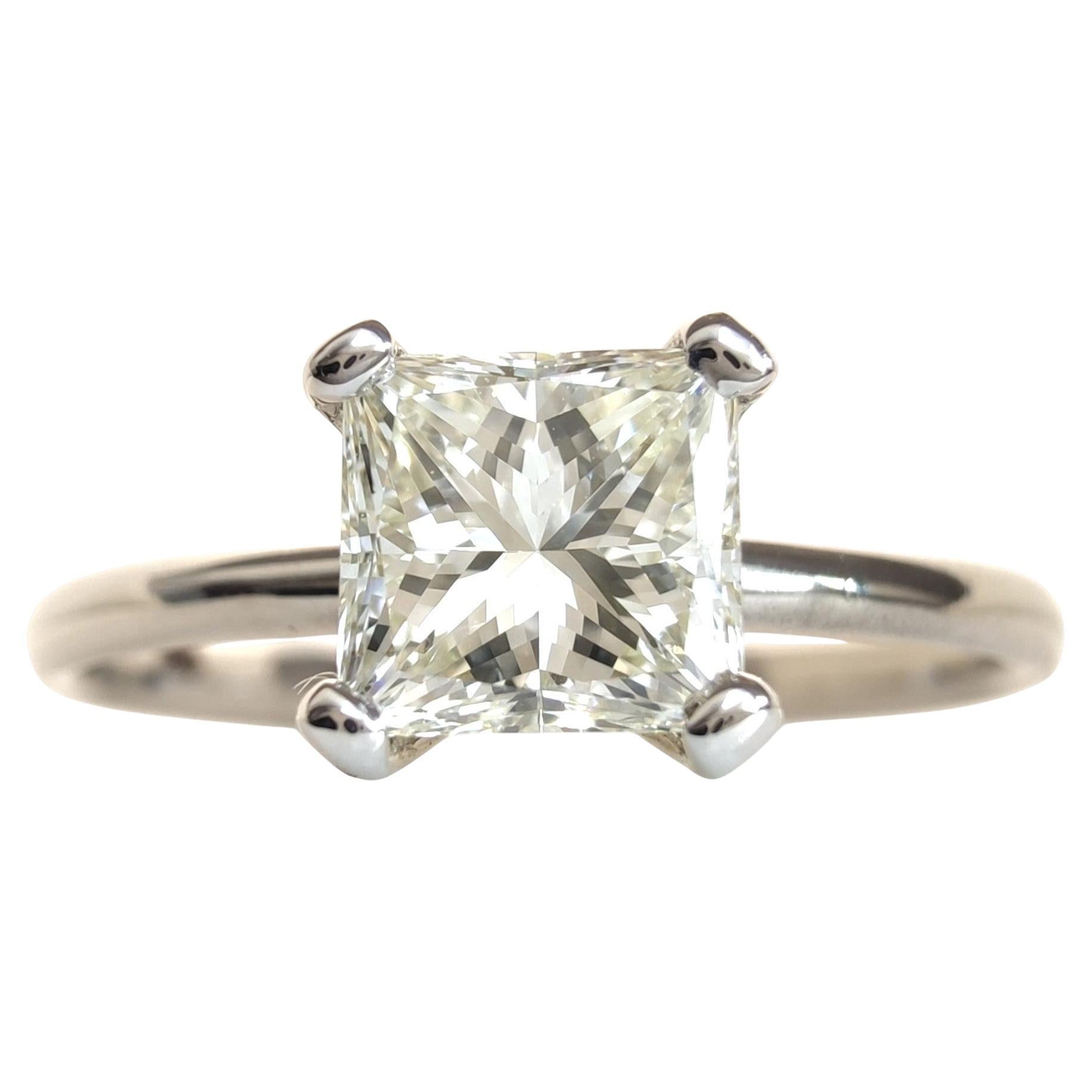 IGI Certified, 0.76ct Princess Cut Diamond Engagement Ring, 18K White Gold