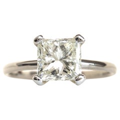 Anillo de compromiso de diamantes talla princesa, oro blanco de 18 quilates, certificado IGI, 0,76 ct