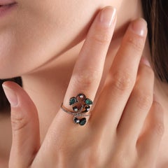 IGI Certified 0.77 Carat Natural Emerald and Diamond Statement Ring in 8K Gold