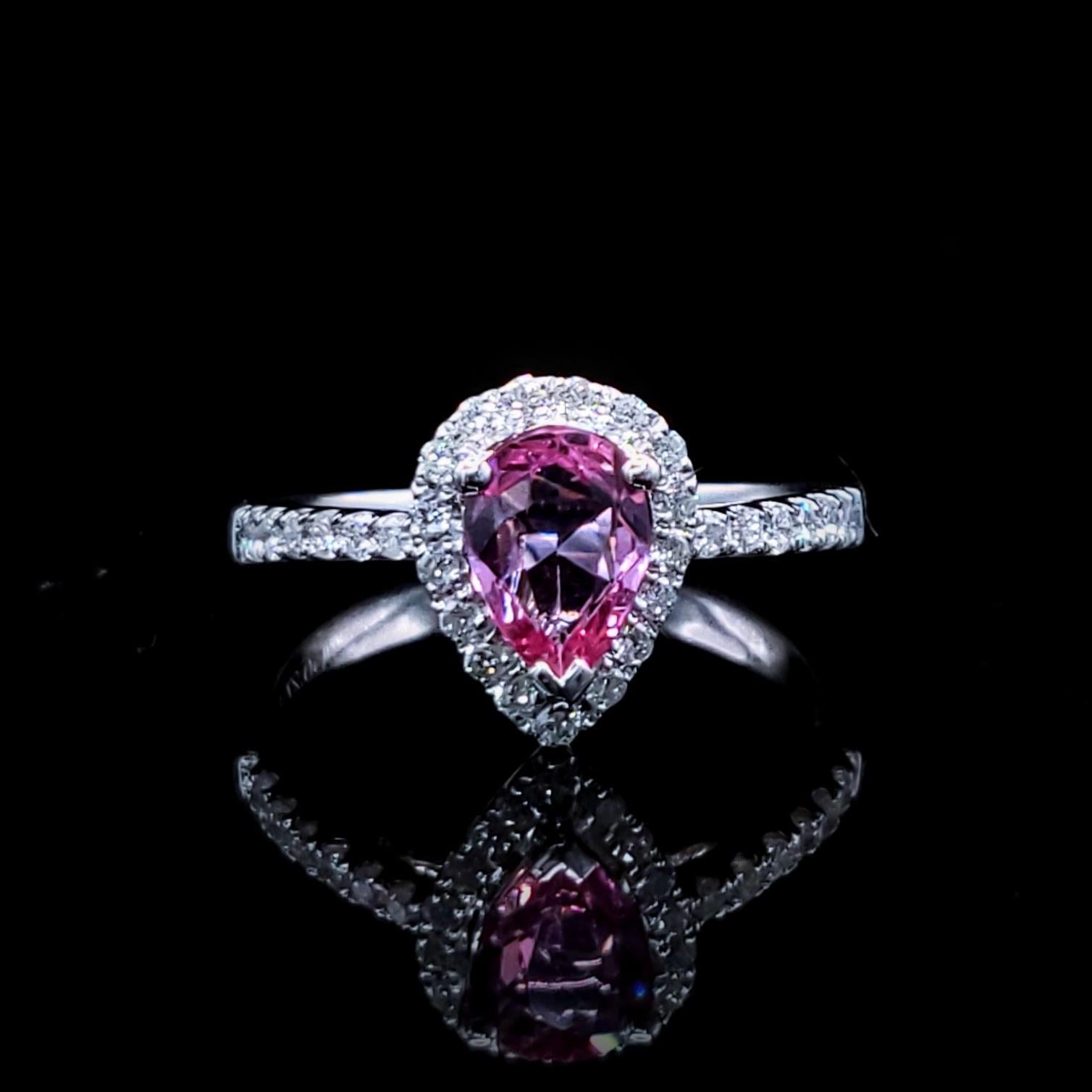 IGI-zertifizierter 0,77 Karat unbehandelter rosa Saphir & Diamantring 18K Weißgold im Angebot 4