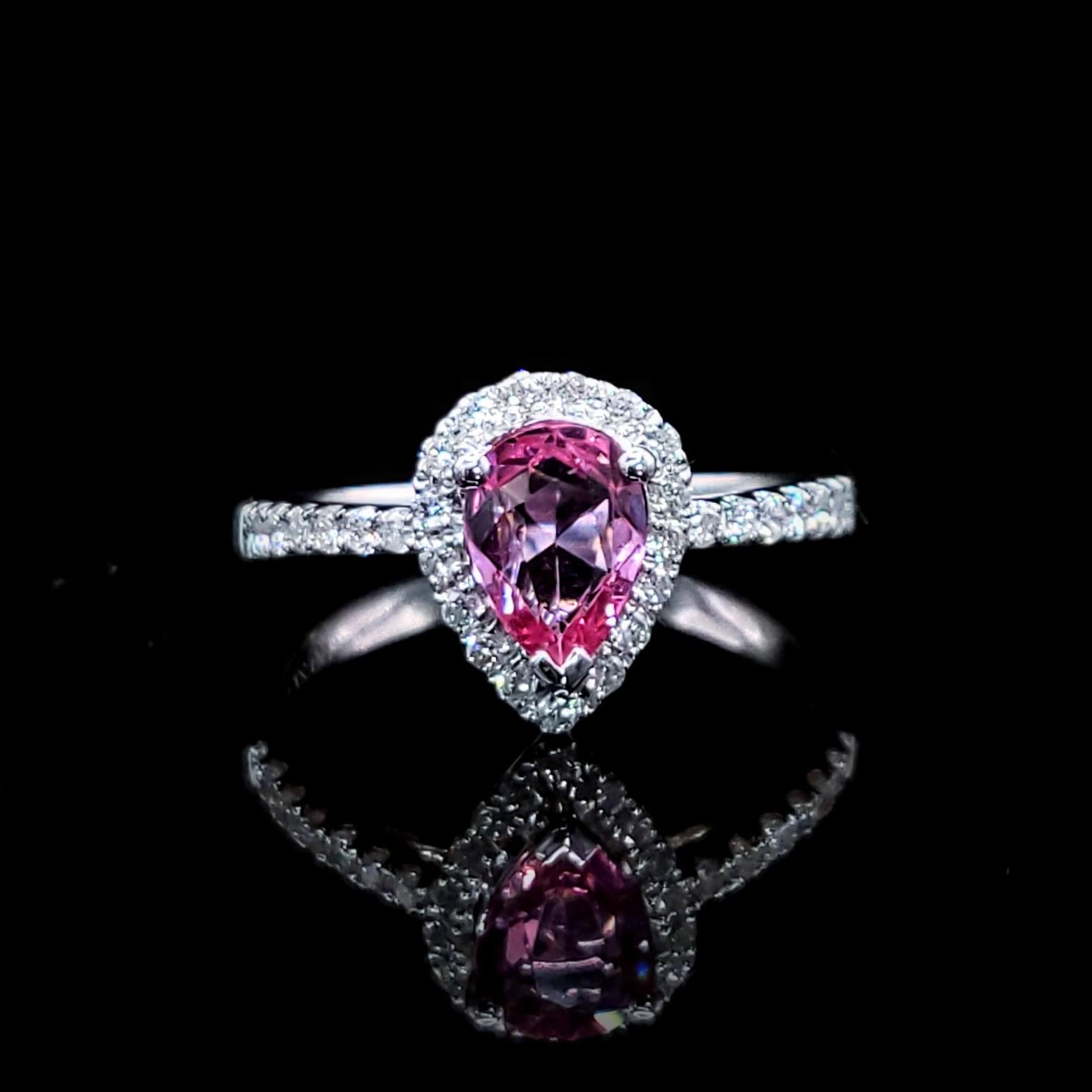 IGI-zertifizierter 0,77 Karat unbehandelter rosa Saphir & Diamantring 18K Weißgold im Angebot 5
