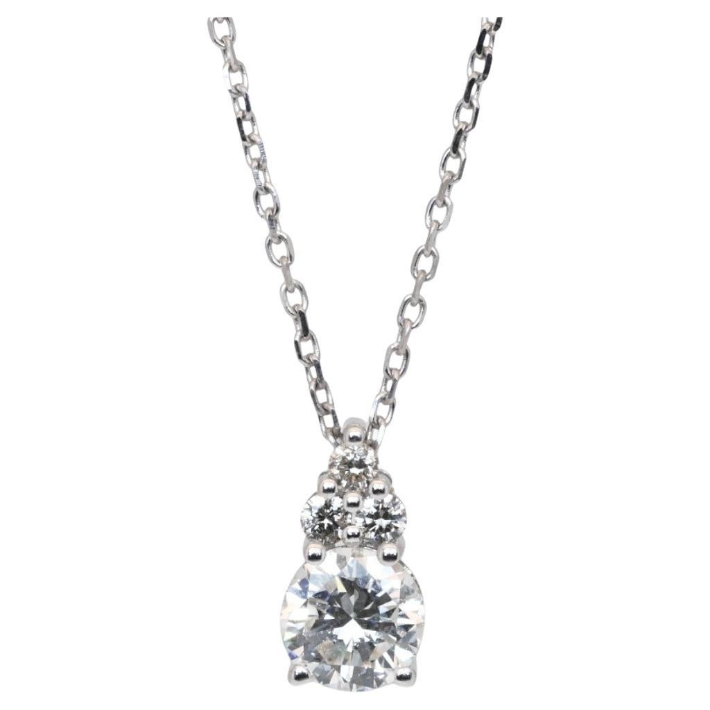 IGI Certified 0.85ct Diamonds Necklace with Pendant in 18k White Gold