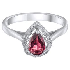 Anillo llamativo de oro de 14K con granate natural y diamantes, certificado por IGI, de 0,86 quilates