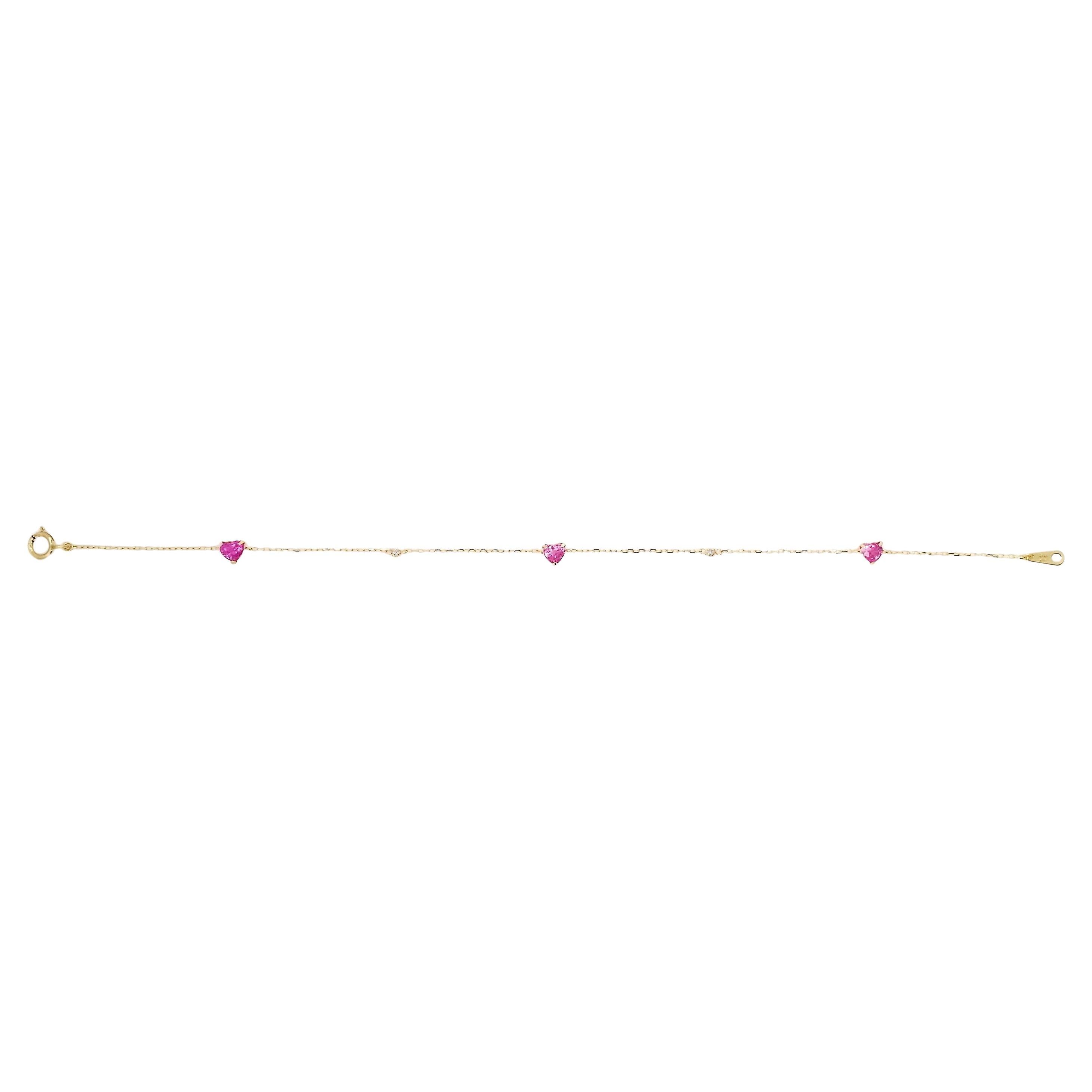 Women's IGI Certified 0.86ct Pink Sapphire 0.02ct Natural Diamonds 18K Gold Bracelet