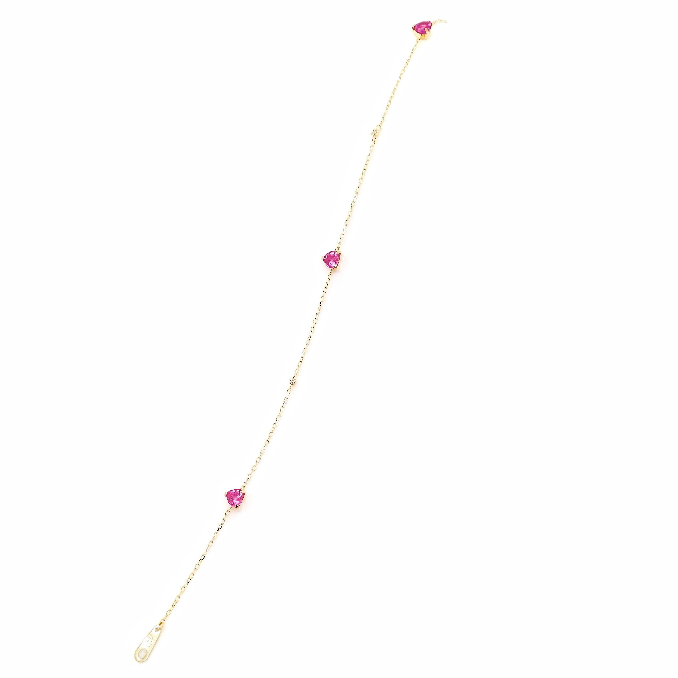 IGI Certified 0.86ct Pink Sapphire 0.02ct Natural Diamonds 18K Gold Bracelet 2