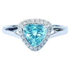 IGI Certified 0.88 Carat Paraiba and Diamond Ring in 18K White Gold