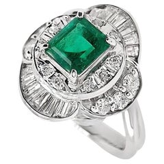 IGI Certificado 0,88ct Esmeralda Natural de Colombia 0,58ct Diamantes Anillo de Platino