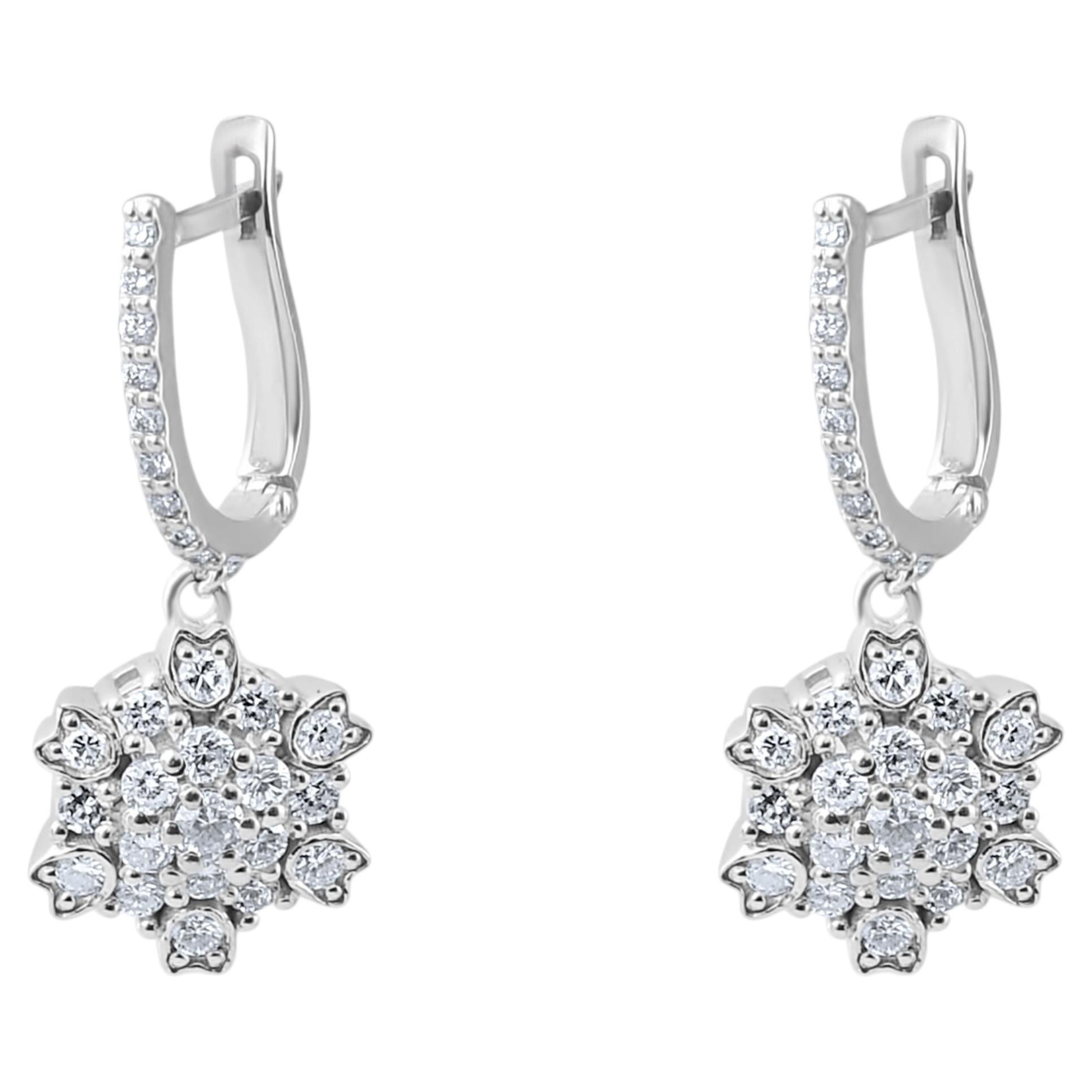 Pendientes llamativos con diamantes naturales de 0,89 quilates certificados por IGI, en oro de 14K