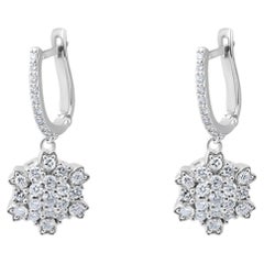 IGI Certified 0.89 Carat Natural Diamond Statement Earrings in 14K Gold