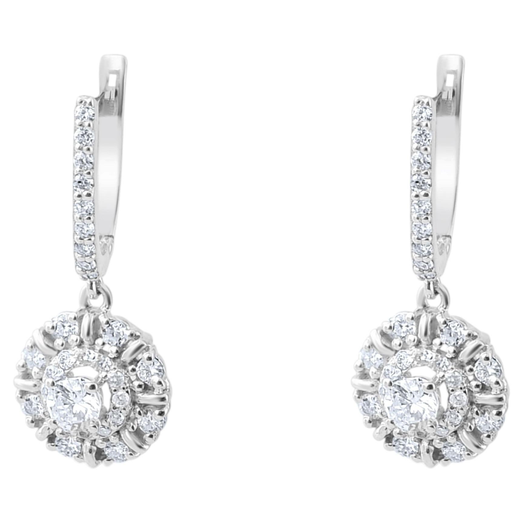 IGI Certified 0.89 Carat Natural Diamond Statement Earrings in 14K Gold