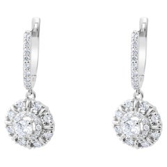 Pendientes llamativos con diamantes naturales de 0,89 quilates certificados por IGI, en oro de 14K