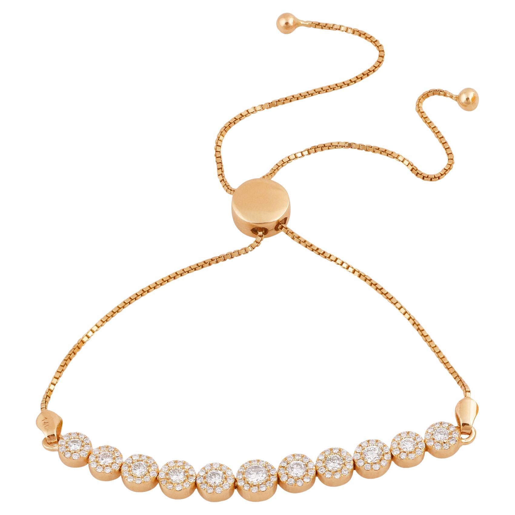 Bracelet tennis en or 14 carats avec diamants naturels certifiés IGI de 0,90 carat « SI/H-I »