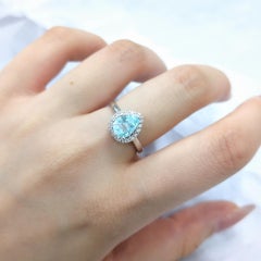 IGI Certified 0.93 Carat Paraiba and Diamond Ring in 18K White Gold