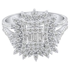 IGI Certified 0.94 Carat Natural Diamond Classic Statement Ring in 8K Gold