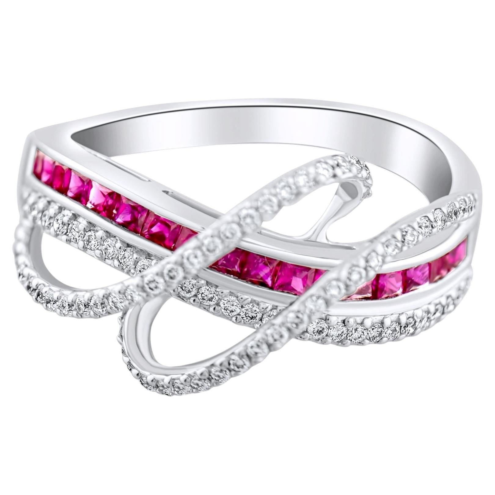 IGI Certified 0.95 Carat Natural Ruby and Diamond Statement Ring in 18K Gold For Sale