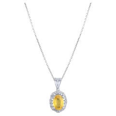 IGI Certified 0.98 Carat Natural Sapphire and Diamond Pendant in 14K Gold