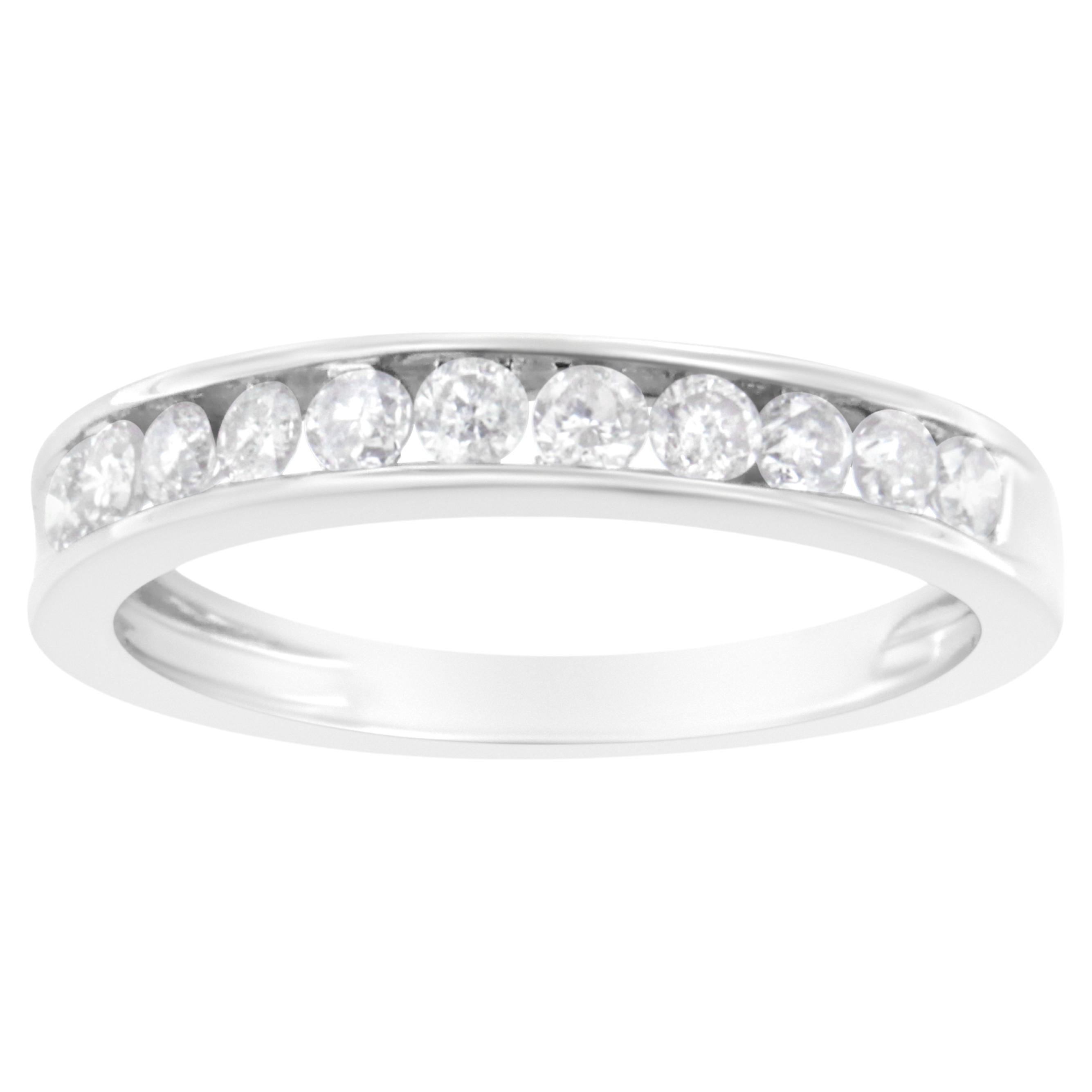 For Sale:  IGI Certified 1/2 Carat Diamond 10K White Gold Channel Set Band Style Ring