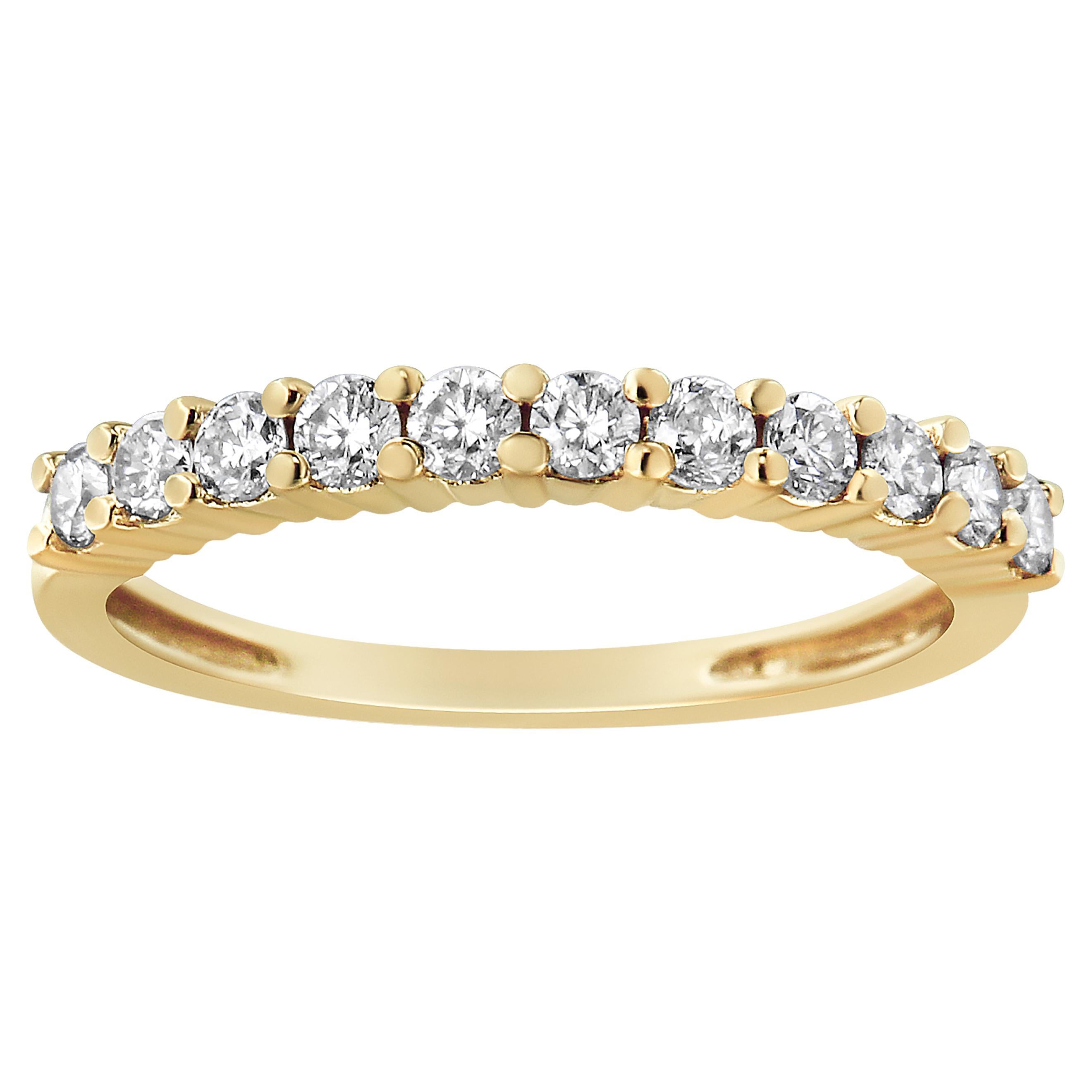 IGI Certified 1/2 Carat Diamond 10K Yellow Gold Fluted Band Style Wedding Ring