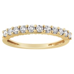 IGI Certified 1/2 Carat Diamond 10K Yellow Gold Fluted Band Style Wedding Ring