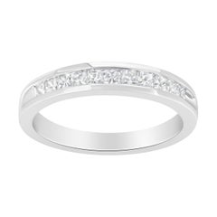 IGI Certified 1/2 Cttw Princess Cut Diamond 18K White Gold Band, Ring