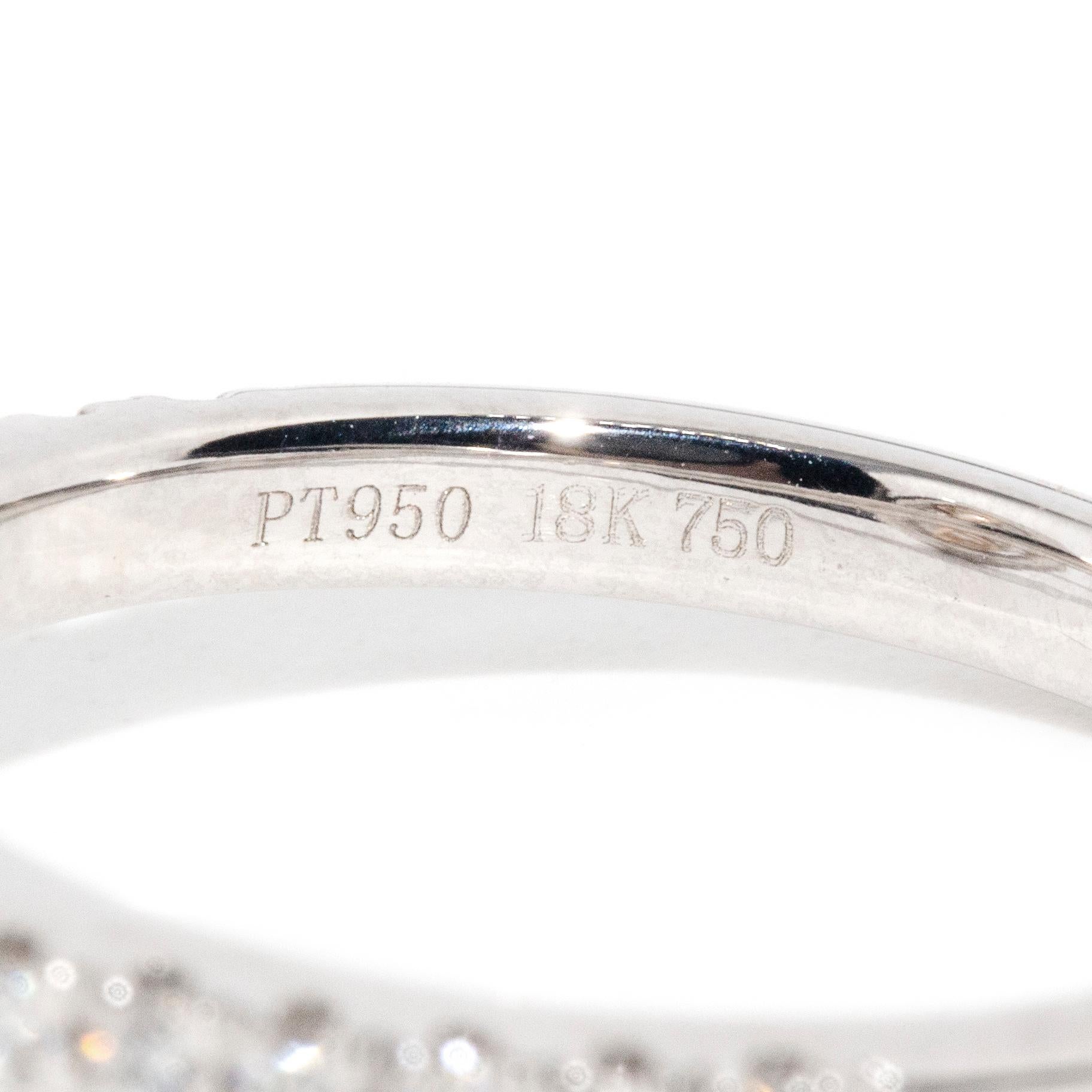 IGI Certified 1.00 Carat Pear Cut Diamond Platinum & 18 Carat Gold Cluster Ring 6