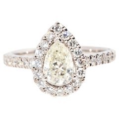 IGI Certified 1.00 Carat Pear Cut Diamond Platinum & 18 Carat Gold Cluster Ring