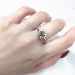 IGI Certified 1.00 Carat Yellow Diamond & 0.15 Carat Diamond Ring in 18K Gold
