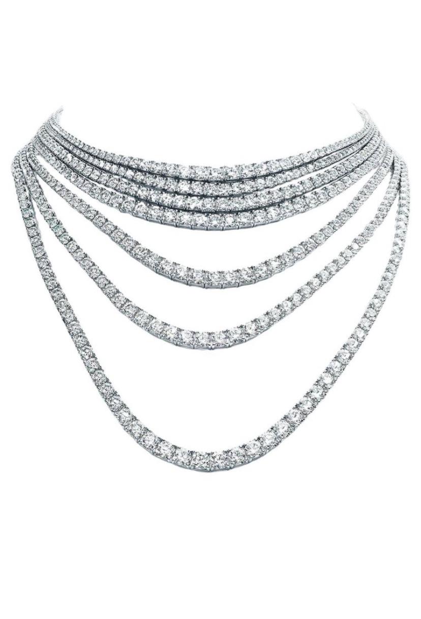 IGI-zertifizierte 100,00 Karat natürliche Diamanten Multiple Riviera-Tennis-Halskette im Angebot 1