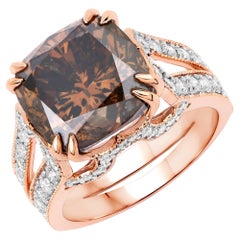 IGI Certified 10.01 Ctw Brown Diamond, 0.99ctw White Diamond 18K Rose Gold Ring IGI Certified 10.01 Ctw Brown Diamond, 0.99ctw White Diamond 18K Rose Gold Ring