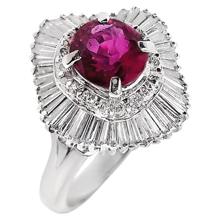 IGI Certified 1.00ct Natural Ruby 0.94ct Natural Diamonds Platinum Ring