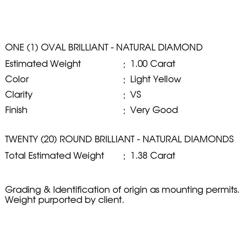 IGI Certified 1.00ct Oval Diamond 1.38ct Natural Diamonds Platinum & Gold Ring 5
