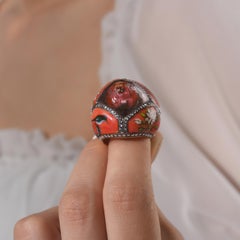 IGI Certified 1.01 Carat Natural Diamond Bird and Floral Motif Statement Ring