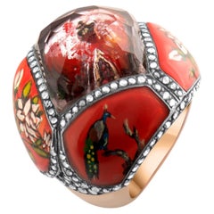 IGI Certified 1.01 Carat Natural Diamond Bird and Floral Motif Statement Ring