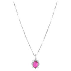 Collier avec pendentif en rubis naturel et diamants certifié IGI, de 1,01 carat, en or 14 carats