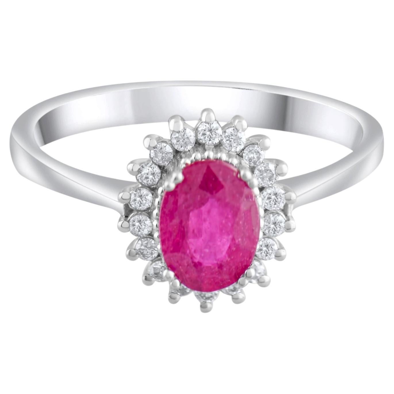 IGI Certified 1.01 Carat Natural Ruby and Diamond Statement Ring in 14K Gold For Sale