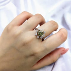 IGI Certified 1.01 Carat Yellow Diamond & 0.26 Carat Diamond Ring in 18K Gold