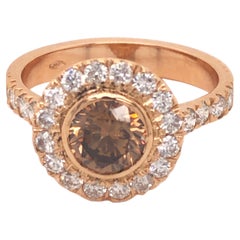 IGI Certified 1.01 Karat Champagne White Diamond Rose Gold Solitaire Ring