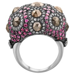 IGI Certified 10.14 Carat Natural Diamond, Ruby and Rough Diamond Statement Ring
