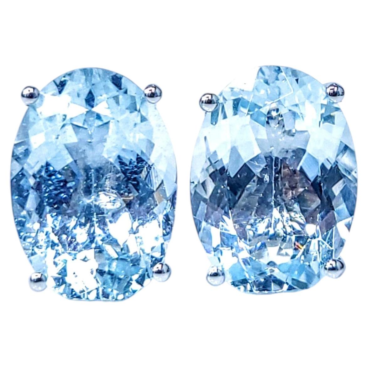 IGI Certified 10.19 Carat Aquamarines Earrings in 18K White Gold