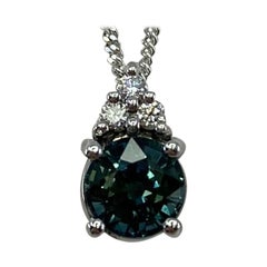 IGI Certified 1.02 Colour Change Untreated Sapphire Diamond Platinum Pendant