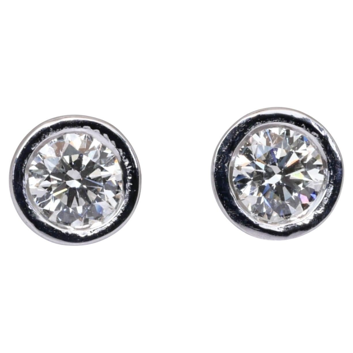Pendientes de oro blanco de 18 quilates con diamantes de 1,02 ct con certificado IGI en venta